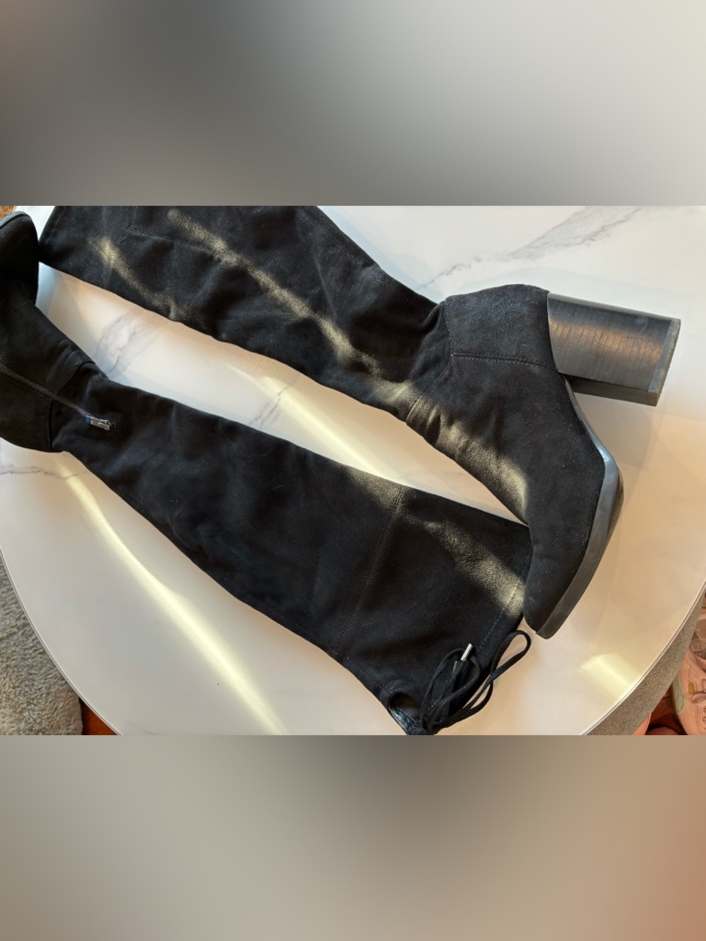 Marc Fisher Black Over-the-Knee Block Heel Boots - Picture 5 of 8